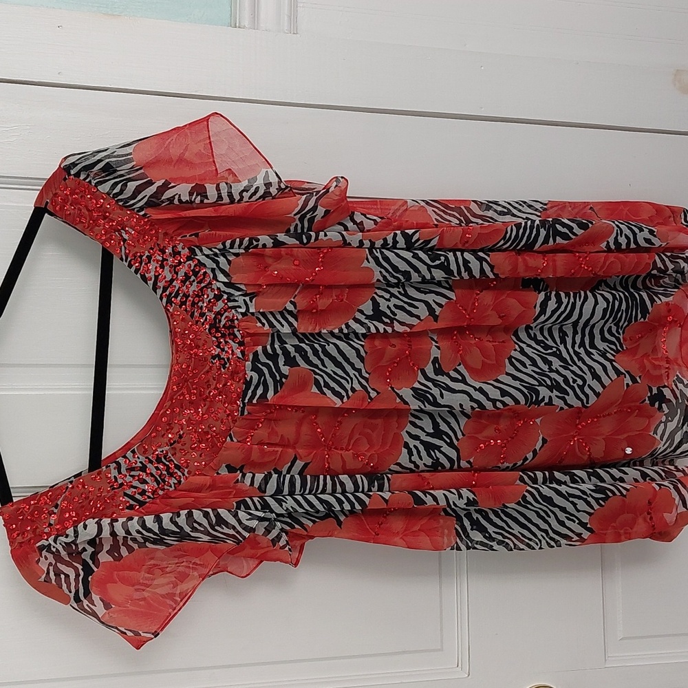 JMB Signature Chiffon Blouse with Sequins